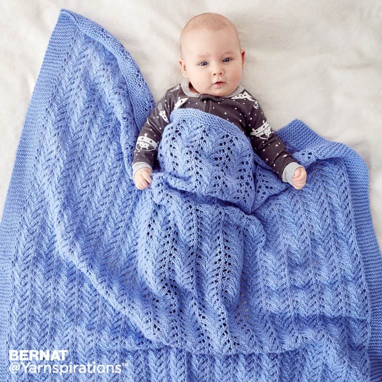 Easy Lace Baby Blanket Knitting Pattern - Mike Nature
