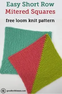 loom knit short row mitered square PIN image