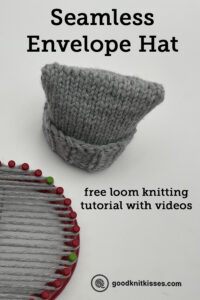 how to loom knit an envelope hat pin image