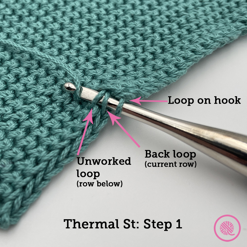 how to crochet the thermal stitch step 1